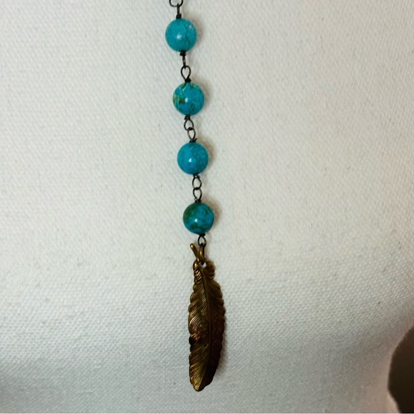 Turquoise Women’s Necklace with Copper Feather! - Picture 5 of 7